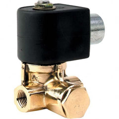 Parker - 120/60 - 110/50 VAC 1/4" NPT Port Brass Two-Way Internally Piloted Diaphragm Solenoid Valve - Eagle Tool & Supply