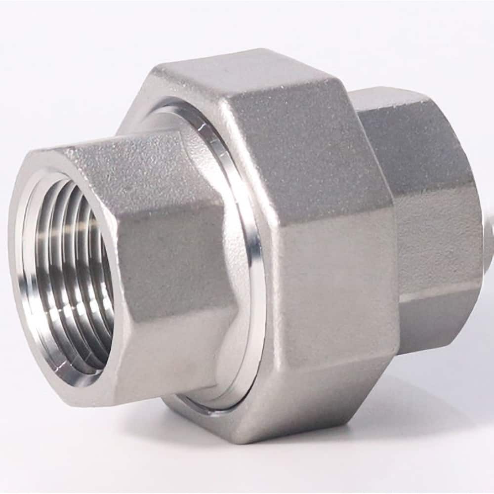 Guardian Worldwide - Stainless Steel Pipe Fittings; Type: Union ; Fitting Size: 3/8 ; End Connections: FNPT x FNPT ; Material Grade: 304 ; Pressure Rating (psi): 150 ; Length (Inch): 1.34 - Exact Industrial Supply