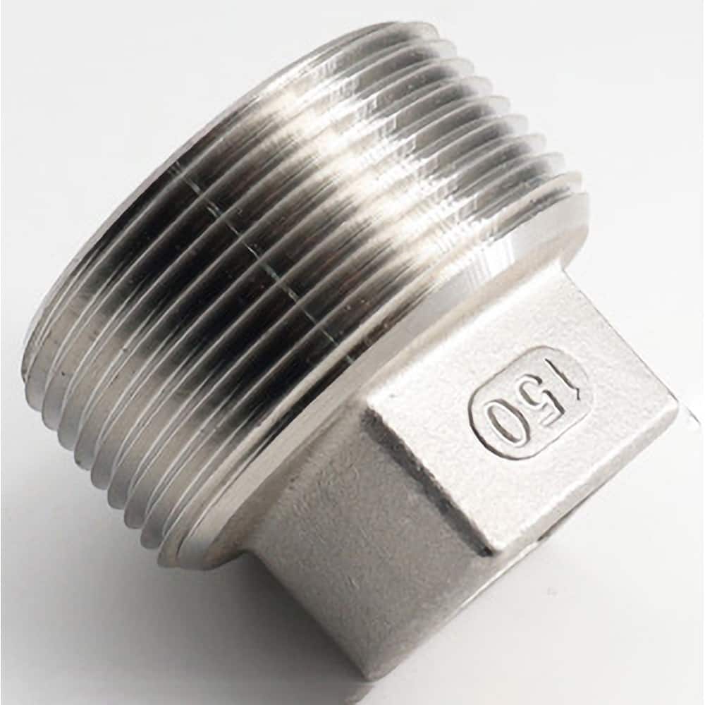 Guardian Worldwide - Stainless Steel Pipe Fittings; Type: Square Head Plug ; Fitting Size: 4 ; End Connections: MNPT ; Material Grade: 304 ; Pressure Rating (psi): 150 ; Length (Inch): 2.36 - Exact Industrial Supply