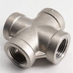Guardian Worldwide - Stainless Steel Pipe Fittings; Type: Cross ; Fitting Size: 4 ; End Connections: FNPT x FNPT x FNPT x FNPT ; Material Grade: 304 ; Pressure Rating (psi): 150 - Exact Industrial Supply