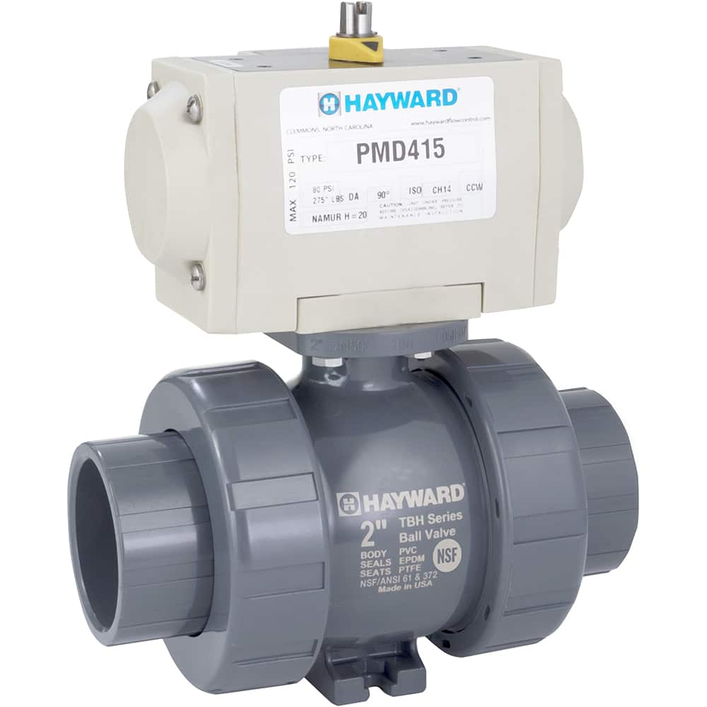 Hayward - Actuated Ball Valves; Actuator Type: Pneumatic Double Acting w/Solenoid ; Pipe Size: 1/2 (Inch); Material: CPVC ; Seal Material: FPM ; Number of Pieces: 2.000 ; End Connections: Socket; Threaded - Exact Industrial Supply