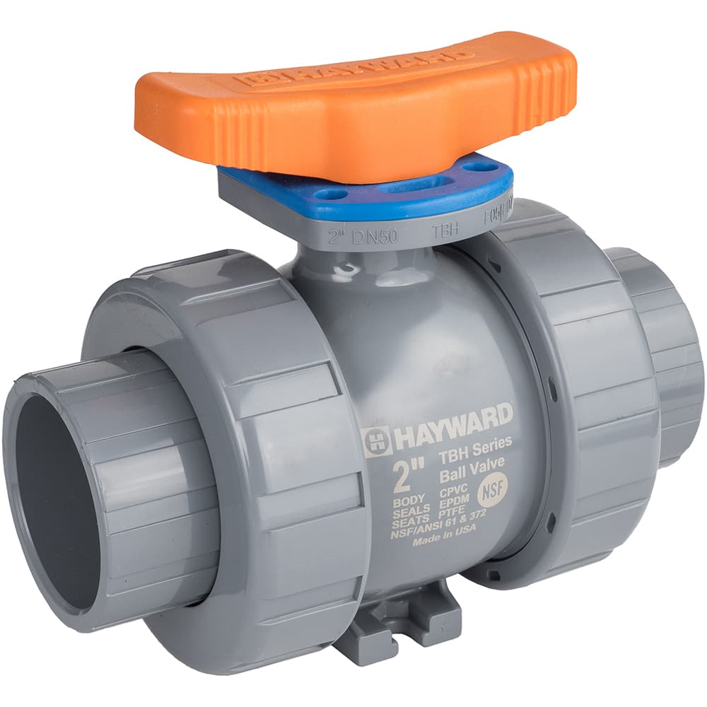 Hayward - Ball Valves; Type: Ball Valve ; Pipe Size (mm): 12.70 ; Pipe Size (Inch): 1/2 ; Tube Outside Diameter (Inch): 1/2 ; Material: CPVC ; Style: True Union - Exact Industrial Supply