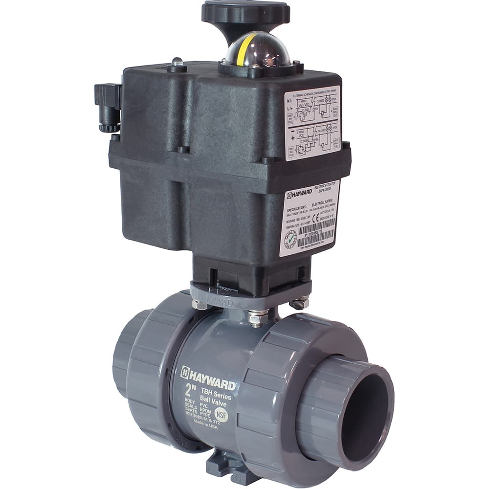 Hayward - Actuated Ball Valves; Actuator Type: Electric ; Pipe Size: 3/4 (Inch); Material: PVC ; Seal Material: EPDM ; Number of Pieces: 2.000 ; End Connections: Socket; Threaded - Exact Industrial Supply