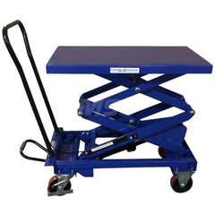 Mobile Battery Lift Table: 800 lb Capacity, 15-1/2 to 50-3/4″ Lift Height, 20″ Platform Width, 35-1/2″ Platform Length 15-1/2″ to 50-3/4″ Lift Height, 35-1/2″ Platform Length x 20″ Platform Width