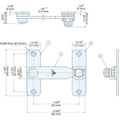 Latches; Type: Bar Latch; Length (mm): 60.00; Width (mm): 48.00; Height (mm): 17.5000; Finish/Coating: Polished; Distance Between Mounting Hole Centers: 37; Series: BLT; Minimum Order Quantity: 304 Stainless Steel; Material: 304 Stainless Steel; Descripti