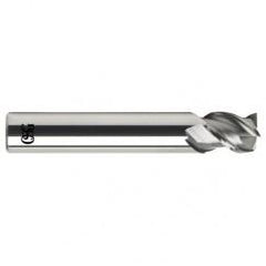 1/4 Dia. x 2-1/2 Overall Length 3-Flute .060 C/R Solid Carbide SE End Mill-Round Shank-Center Cutting-Uncoated - Eagle Tool & Supply