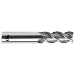 1/4 Dia. x 2-1/2 Overall Length 3-Flute .030 C/R Solid Carbide SE End Mill-Round Shank-Center Cutting-Uncoated - Eagle Tool & Supply