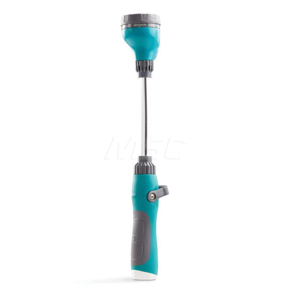 Garden Hose Spray Nozzles; Type: Mini Watering Wand; Style: Thumb Control; Material: Plastic; Metal; Color: Aqua; Thread Size (Inch): 3/4; Description: 8-Pattern Mini Watering Wand; Description: 8-Pattern Mini Watering Wand