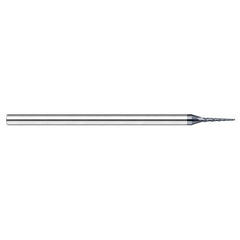 Miniature End Mills - Tapered Rib Cutters - 0.0450″ Cutter Diameter × 0.4500″ Length of Cut × 8° per side Carbide Tapered Square End Mill, 3 Flutes, AlTiN Nano Coated - Exact Industrial Supply