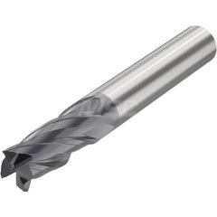 Corner Radius End Mill: 0.315″ Dia, 4 Flutes, Solid Carbide 35 ° Helix, SIRON-A Coated, Corner Chamfer End, Series JSE514