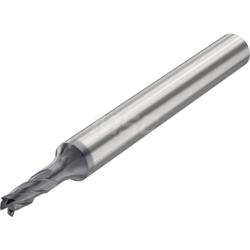 Corner Radius End Mill: 0.1575″ Dia, 4 Flutes, Solid Carbide 35 ° Helix, SIRON-A Coated, Corner Chamfer End, Series JSE514