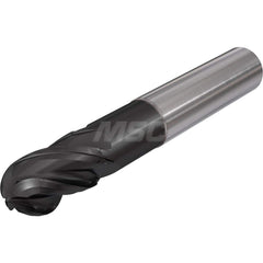 Ball End Mill: 0.5″ Dia, 4 Flute, Solid Carbide 5″ OAL, 1/2″ Shank Dia, 38 ° Helix, TiAlCN Coated, Single End, Series Flash Solid