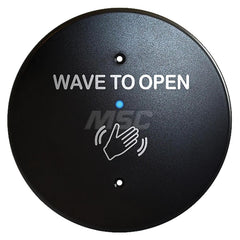 Push Plates; Material: Polycarbonate; Width (Inch): 6; Overall Length (Inch): 6.00; Finish/Coating: Black; Shape: Round; Plate Thickness: 0.2500; Touchless: Yes; Material: Polycarbonate; Overall Length: 6.00; Finish: Black; Overall Width: 6; Material: Pol