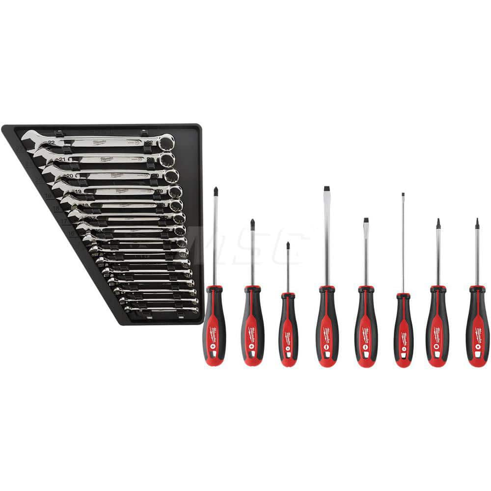 Wrench Set: 15 Pc, Metric Chrome-Plated