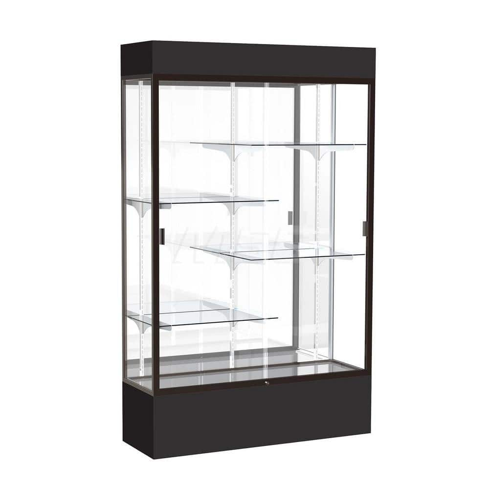 Bookcases; Color: Black; Number of Shelves: 4; Width (Decimal Inch): 48.0000; Depth (Inch): 16; Material: Anodized Aluminum/Laminate; Material: Anodized Aluminum/Laminate