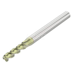 Corner Radius End Mill: 7/32″ Dia, 3/4″ LOC, 0.02″ Radius, 3 Flutes, Solid Carbide 2-1/2″ OAL, 1/4″ Shank Dia, 45 ° Helix, ANF Coated, Corner Radius End, Centercutting, Series A345R