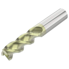 Corner Radius End Mill: 3/16″ Dia, 9/16″ LOC, 0.02″ Radius, 3 Flutes, Solid Carbide 2″ OAL, 3/16″ Shank Dia, 45 ° Helix, ANF Coated, Corner Radius End, Centercutting, Series A345R