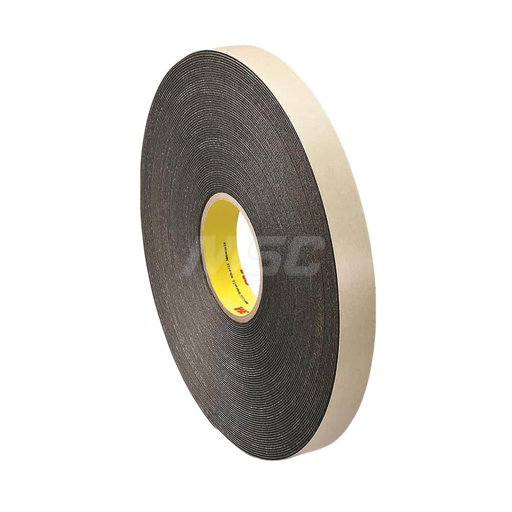 Black Double-Sided Polyethylene Foam Tape: 1″ Wide, 72 yd Long, 31 mil Thick, Acrylic Adhesive