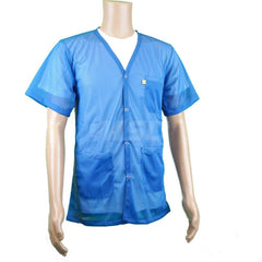 Smocks & Lab Coats; Garment Style: Smock; Material: Carbon; Size: 4X-Large; Color: Blue; Sleeve Length: 24; Closure Type: Snaps; Chest Size: 55; Closure Locaton: Front; Features: Light Weight; Chest Size (Inch): 55; Closure Location: Front