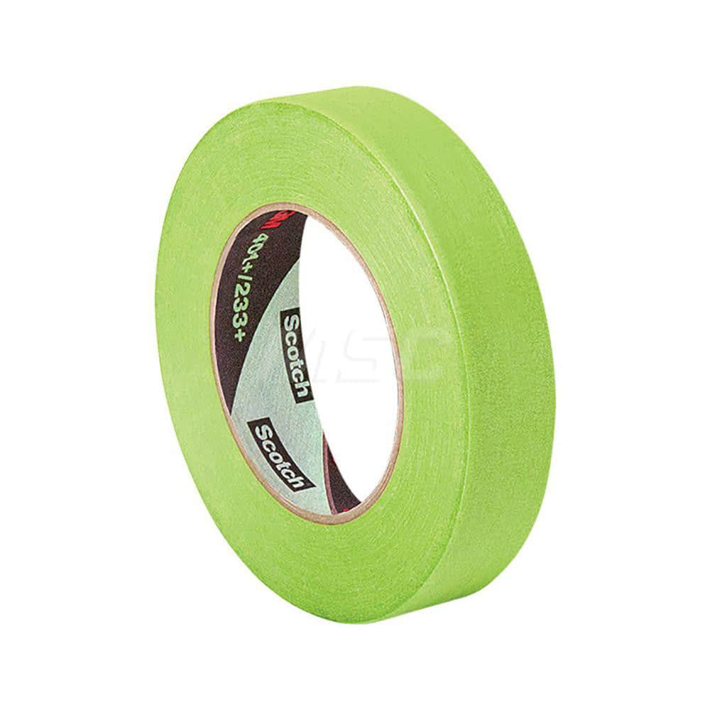 High Temperature Masking Tape: 1/8″ Wide, 60 yd Long, 6.7 mil Thick, Green Crepe Paper, Natural Synthetic Rubber Adhesive, 25 lb/in Tensile Strength