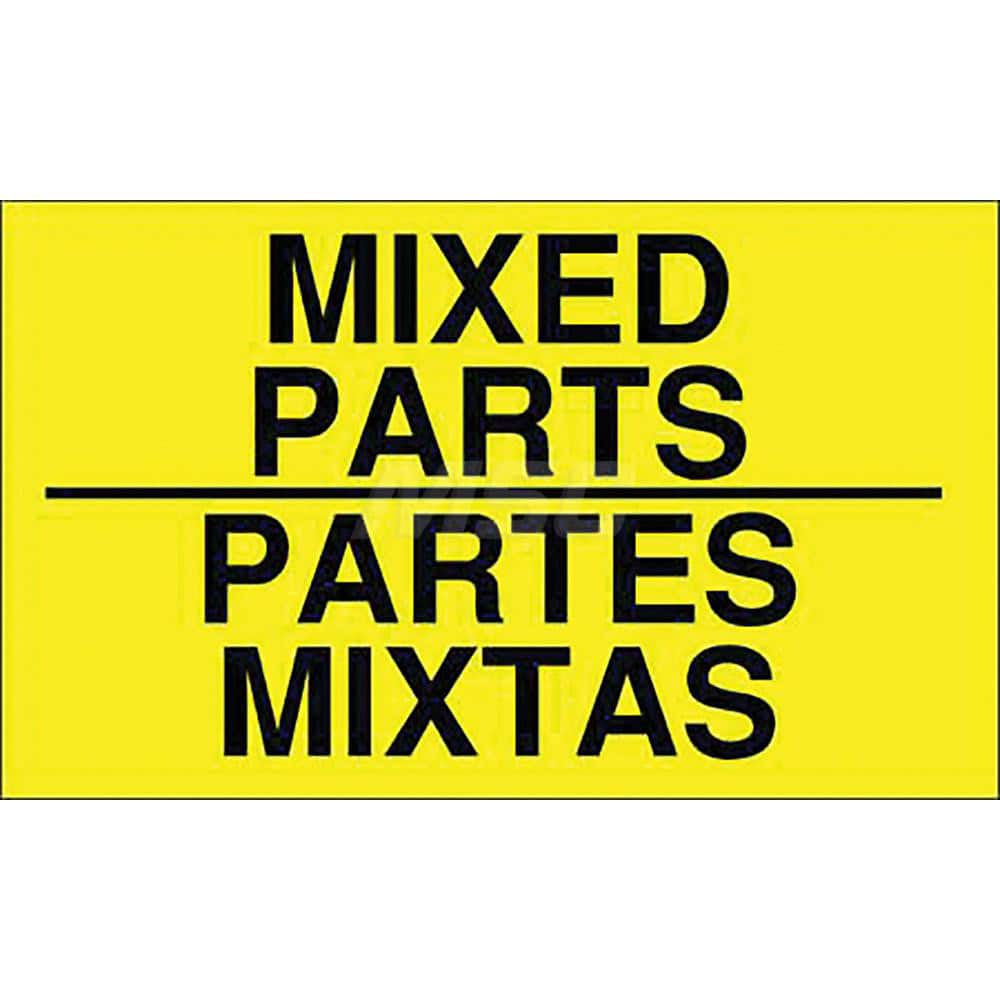 Inspection & Quality Label: ″Mixed Parts/Pates Mixtas″, Rectangle, 5″ Wide, 3″ High Paper