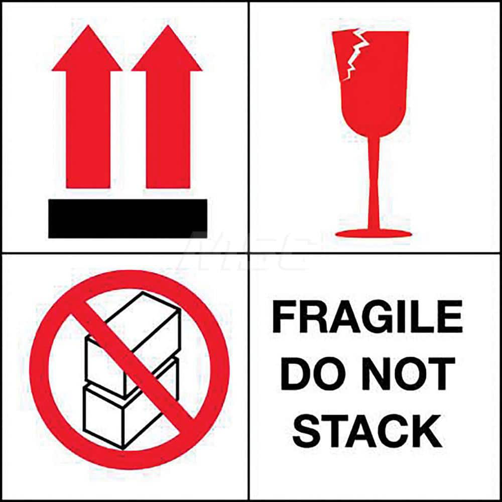 Care Instructions Label: ″Fragile Do Not Stack″, Square, 4″ Wide, 4″ High Paper