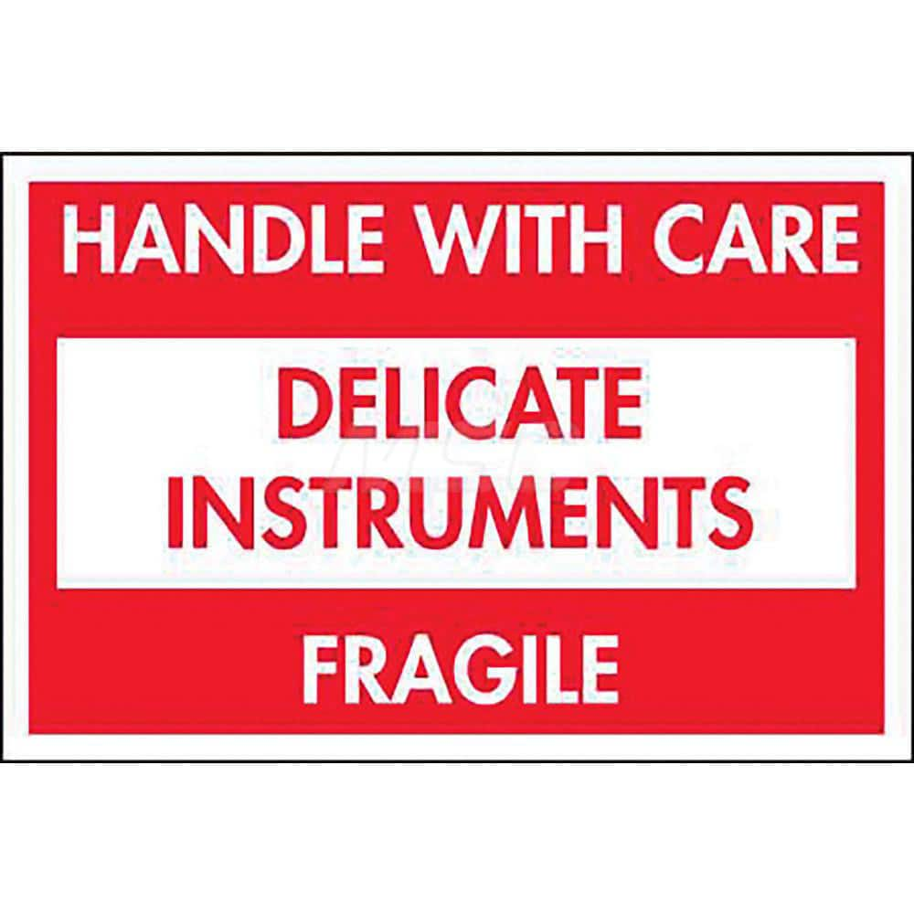 Care Instructions Label: ″Delicate Instruments, Handle With Care, Fragile″, Rectangle, 3″ Wide, 2″ High Paper