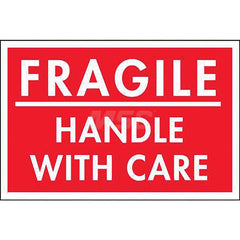 Care Instructions Label: ″Fragile, Handle with Care″, Rectangle, 3″ Wide, 2″ High Paper