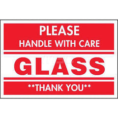 Care Instructions Label: ″Glass, Please Handle With Care, Thank You″, Rectangle, 3″ Wide, 2″ High Paper