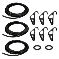 Tie Down Kit; Type: Bungee Kit; Overall Length (Feet): 10.00; Head/Holder Diameter (Inch): 5/16; Color: Black; Number of Hooks: 6