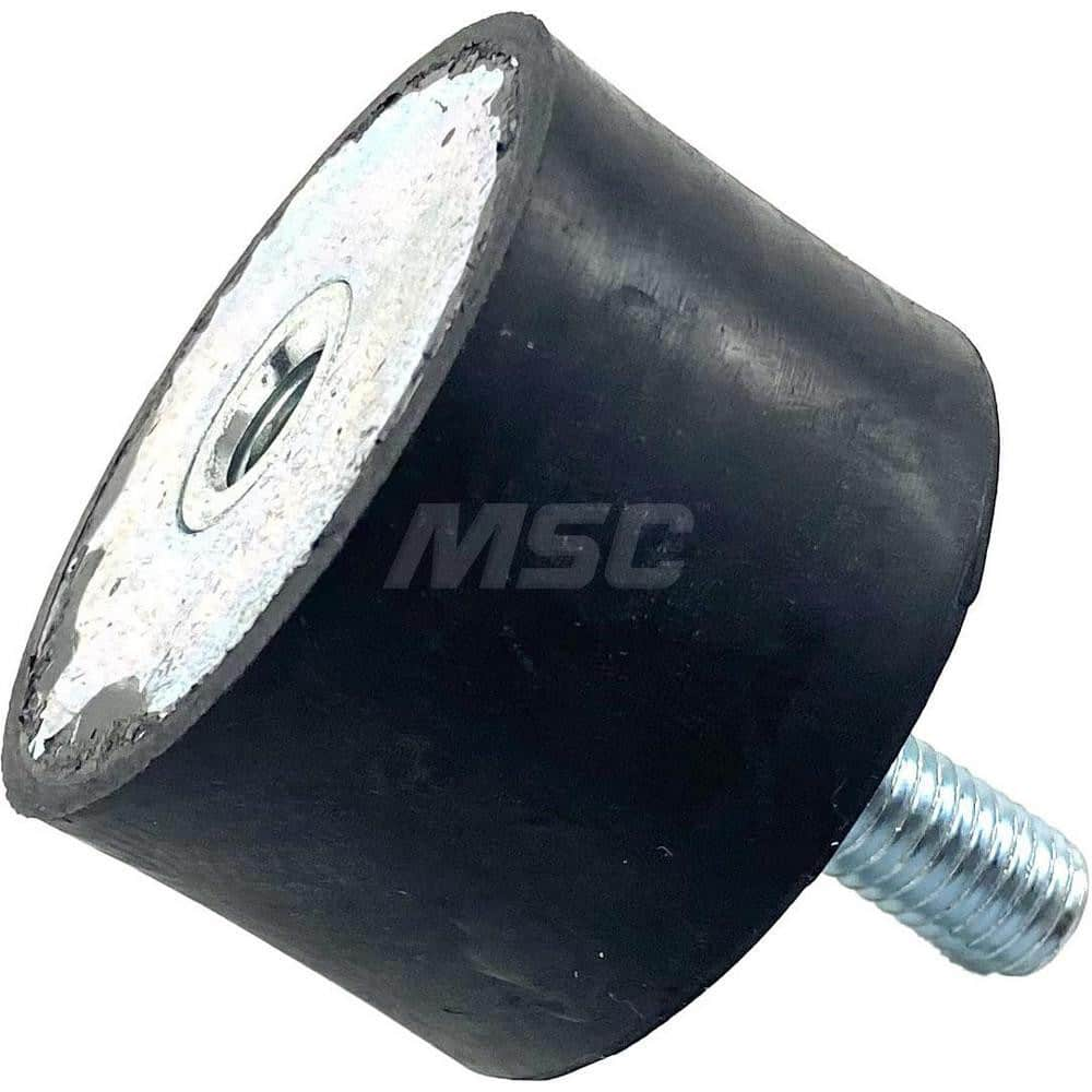 Vibration Isolators; Isolator Type: Plate/Stud; Maximum Load Capacity: 195.00; Insert Material: Zinc-Plated Steel; Isolator Material: Natural Rubber; Thread Size: 10 mm; Overall Width: 50; Overall Diameter: 50 mm; Overall Height: 30 mm; Thread Length: 27.