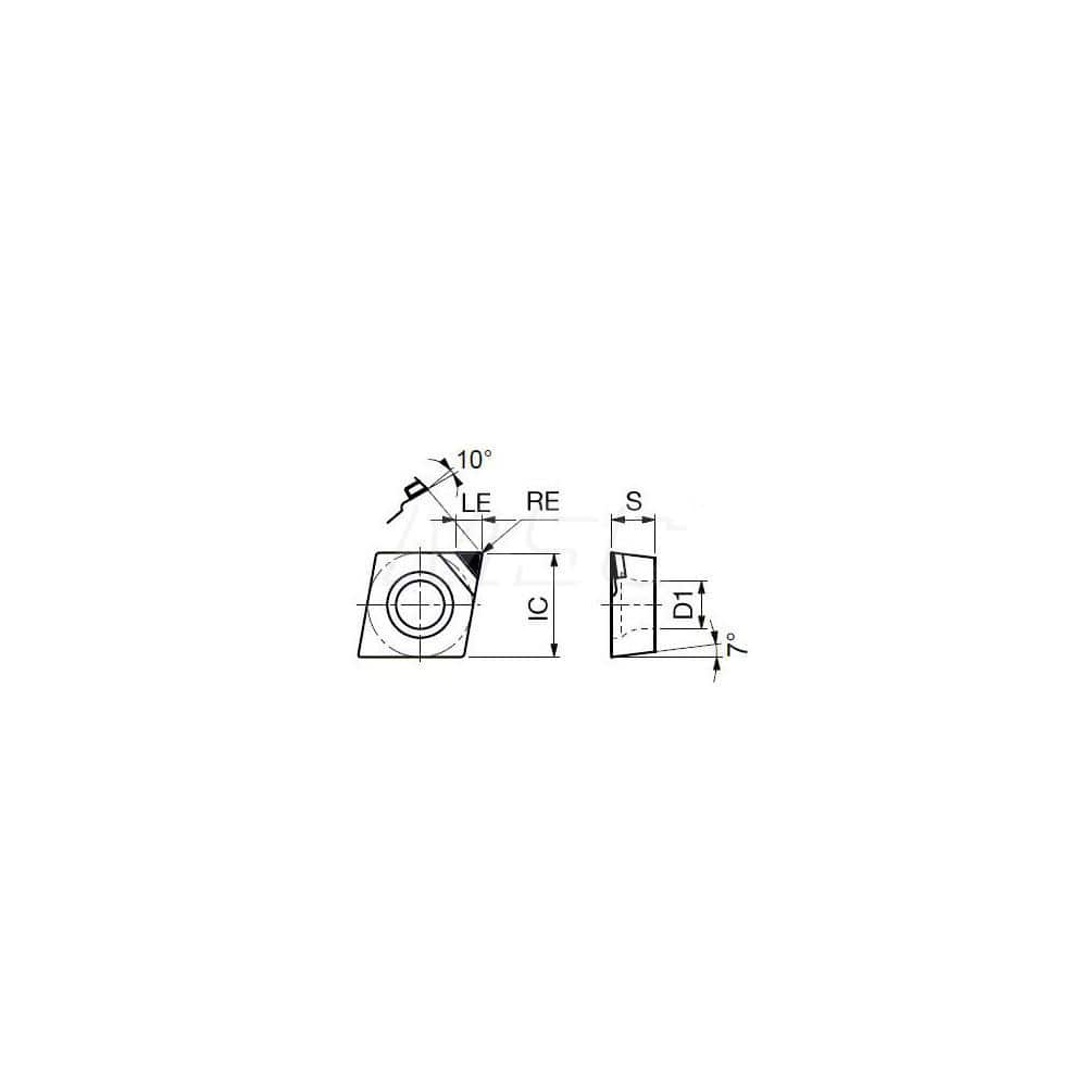 Turning Insert:  1QP-CCMT21.51 DX110,  Polycrystalline Diamond Uncoated Finish,  Neutral,  1/4″ Inscribed Circle,  0.0160″ Corner Radius,  80.0 &deg N/A Diamond,  Series  CCMT
