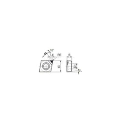 Turning Insert:  1QP-CCMT32.51 DX110,  Polycrystalline Diamond Uncoated Finish,  Neutral,  3/8″ Inscribed Circle,  0.0160″ Corner Radius,  80.0 &deg N/A Diamond,  Series  CCMT