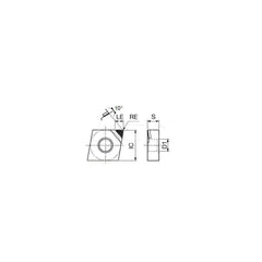 Turning Insert:  1QP-CNMM430.5 DX110,  Polycrystalline Diamond Uncoated Finish,  Neutral,  1/2″ Inscribed Circle,  0.0080″ Corner Radius,  80.0 &deg N/A Diamond,  Series  CNMM
