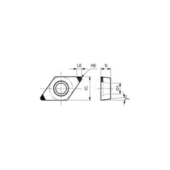 Turning Insert:  2QP-DCMW32.52 BX360,  Polycrystalline Cubic Boron Nitride Uncoated Finish,  Neutral,  3/8″ Inscribed Circle,  0.0310″ Corner Radius,  55.0 &deg N/A Diamond,  Series  DCMW