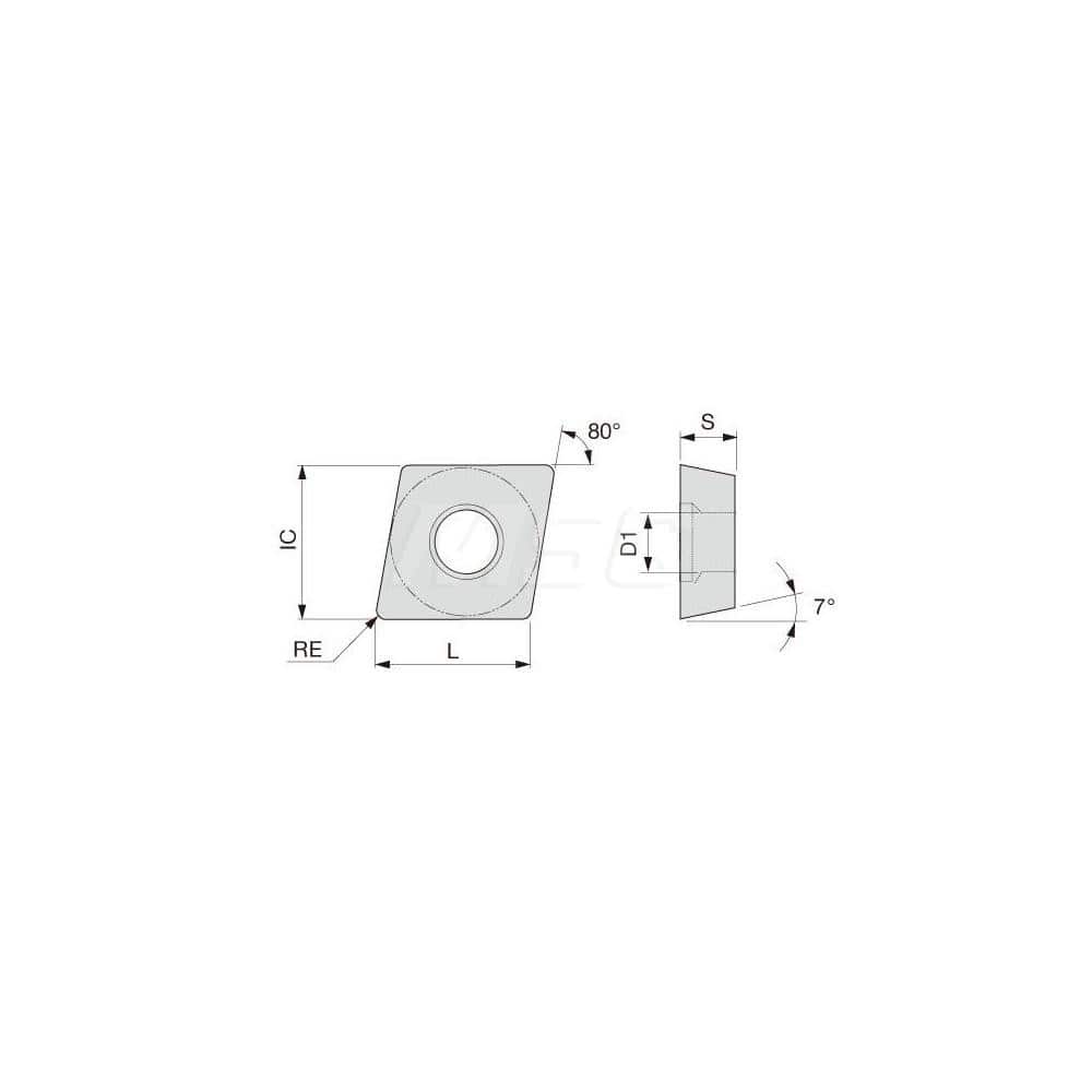 Turning Insert:  CCMT21.52PS GH730,  Solid Carbide TiCNO Finish,  Neutral,  1/4″ Inscribed Circle,  0.0310″ Corner Radius,  80.0 &deg N/A Diamond,  Series  CCMT