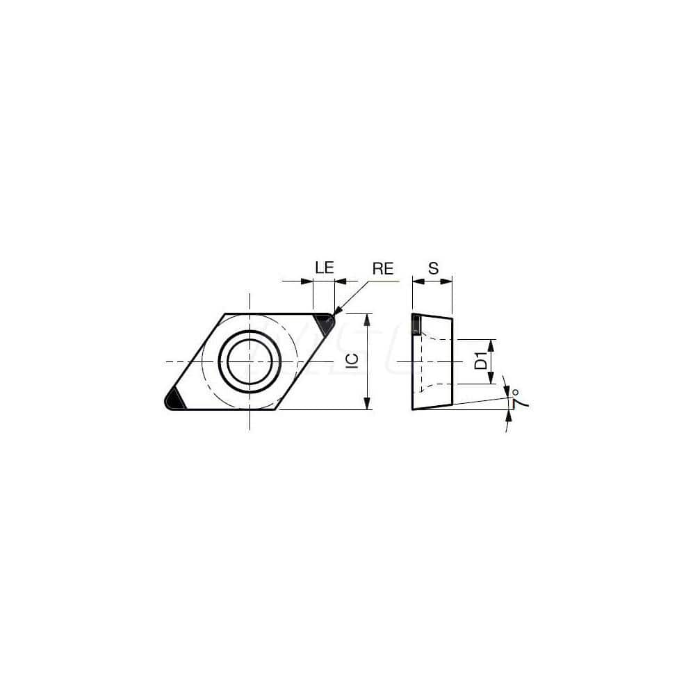 Turning Insert:  2QP-DCGW32.51-E BX815,  Polycrystalline Cubic Boron Nitride Uncoated Finish,  Neutral,  3/8″ Inscribed Circle,  0.0160″ Corner Radius,  55.0 &deg N/A Diamond,  Series  DCGW