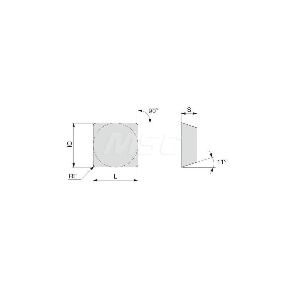 Turning Insert:  SPMN322 T5115,  Solid Carbide TiCN, Al2O3 & TiN Finish,  Neutral,  3/8″ Inscribed Circle,  0.0310″ Corner Radius,  90.0 &deg N/A Square,  Series  SPMN