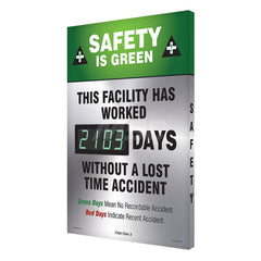 Safety Is Green This Facility Has Worked ___ Days Without A Lost Time Accident Rectangle, 3.75″ Thick, Indoor or Outdoor, For Inspection, Testing and Accident Data