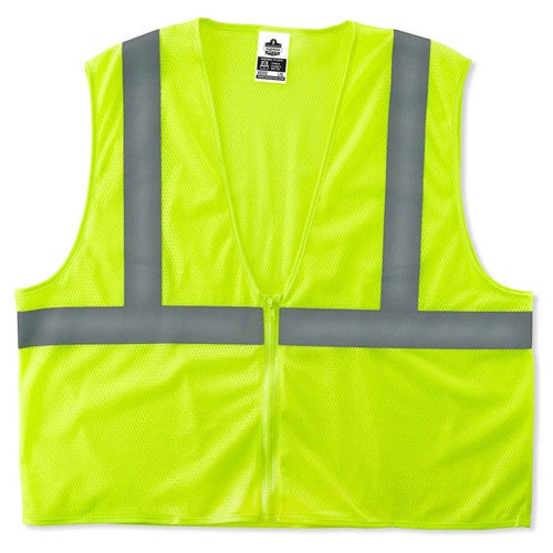 8205Z 2 XL/3 XL Econo 2 Zipper Lime Vest - Eagle Tool & Supply