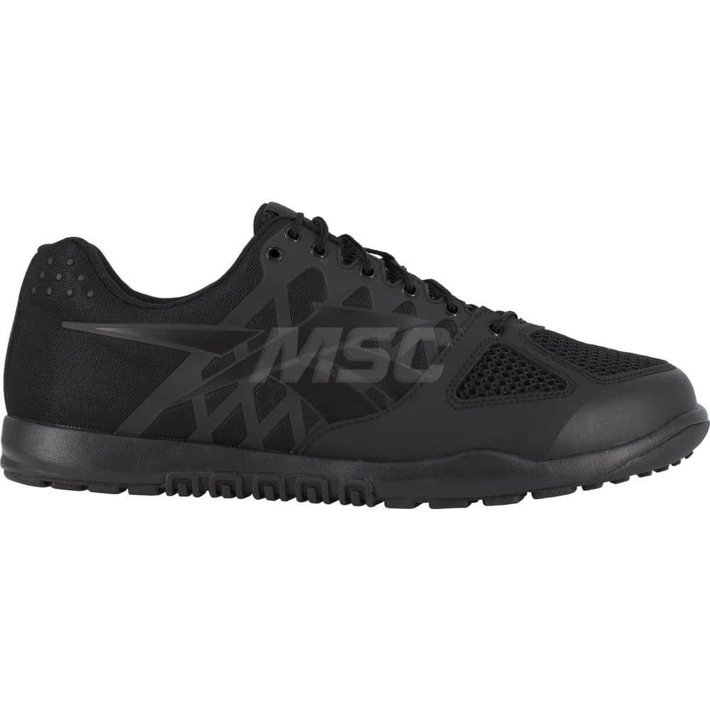 Work Boot: Size 11, Microfiber, Plain Toe Black, Medium Width, Non-Slip Sole