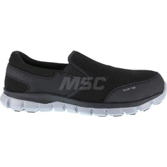 Work Boot: Size 9, Microfiber, Alloy Toe Black, Wide Width, Non-Slip Sole