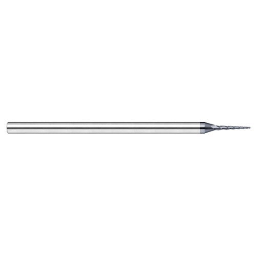 Miniature End Mills - Tapered Rib Cutters - 0.0450″ Cutter Diameter 0.4500″ Length of Cut 1 per side Carbide Tapered Ball End Mill, 3 Flutes, AlTiN Nano Coated