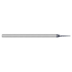 Miniature End Mills - Tapered Rib Cutters - 0.0450″ Cutter Diameter 0.4500″ Length of Cut 7 per side Carbide Tapered Ball End Mill, 3 Flutes, AlTiN Nano Coated - Exact Industrial Supply