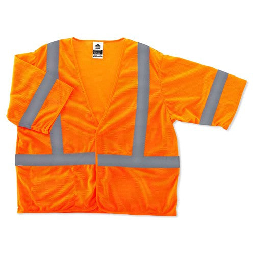 8310HL S/M Econo Class 3 Orange Hook & Loop Vest - Eagle Tool & Supply