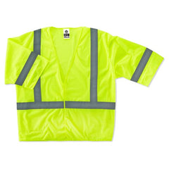 8310H 2 XL/3 XL Econo Class 3 Lime Hook & Loop Vest - Eagle Tool & Supply