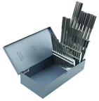 25 Piece-Range 1-13mm x 0.50mm-HSS-Bright Straight Shank/Straight Flute-Metal Index Chucking Reamers - Eagle Tool & Supply