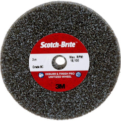 Deburring Wheel:  3″ Dia, 1/2″ Face Width, 3/8″ Hole, Density 8, Ceramic Medium & Hard Grade, Unitized Wheel