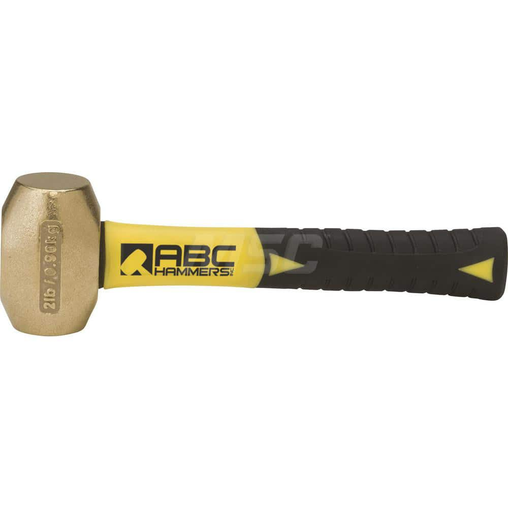 2 lb Brass Drilling Hammer, Non-Sparking, Non-Marring 1-1/2 ™ Face Diam, 3 ™ Head Length, 9-1/2 ™ OAL, 8 ™ Fiberglass Handle, Double Faced 1-1/2″ Face Diam, 3″ Head Length, 9-1/2″ OAL, 8″ Fiberglass Handle