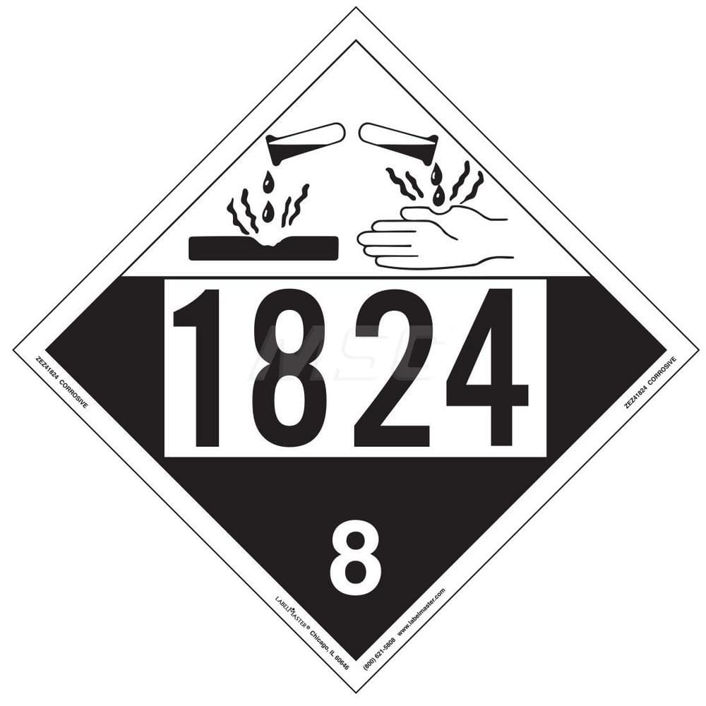 DOT Placards & Holders; Type: Placard; Legend: Corrosive; Legend: Corrosive; Material: Vinyl; Message or Graphic: Corrosive; Legend Color: Black; Material: Vinyl; Compliance Specifications: DOT 49 CFR 172.519; Placard Coating: UV; Language: English; Langu